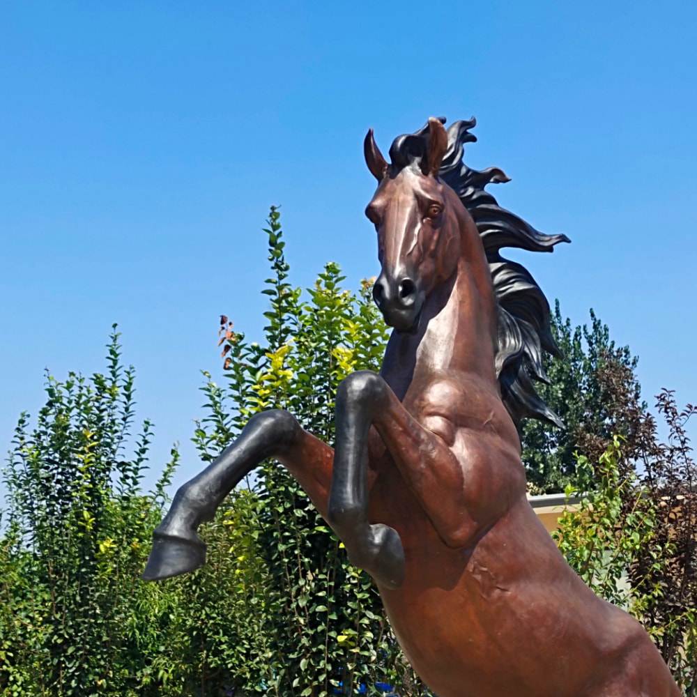 Large Casting Rearing Bronze Horse