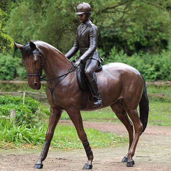 9ft tall bronze cowgirl and horse statues for garden decor