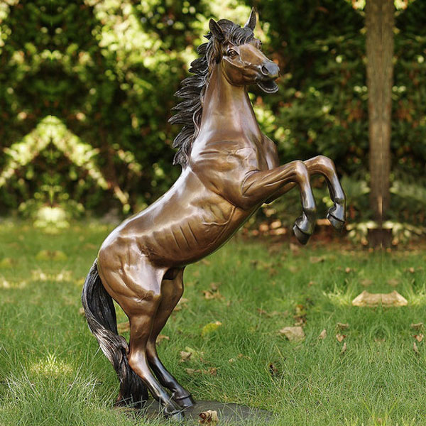 Life size metal bronze rearing horse sculptures for outdoor lawn ornaments