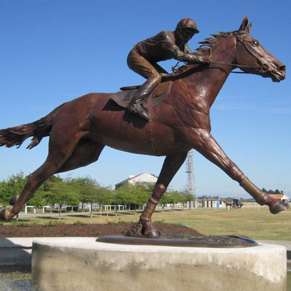 Life size racing horse and jockey bronze statues to buy