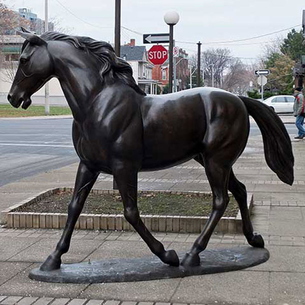 Street art real size walking bronze horse statues for public decor