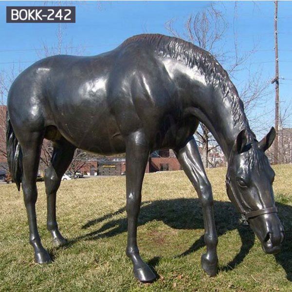 bronze black horse sculpture