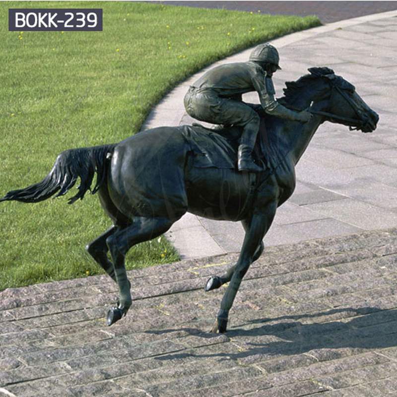 Bronze Racing Horse Statue with Rider for Outdoor Decor Suppliers BOKK-239