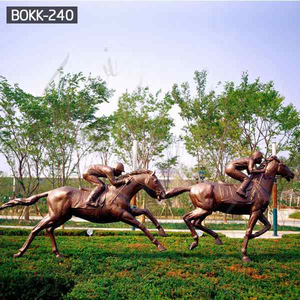 Outdoor Garden Large Horse Racing Bronze Statue for Sale BOKK-240