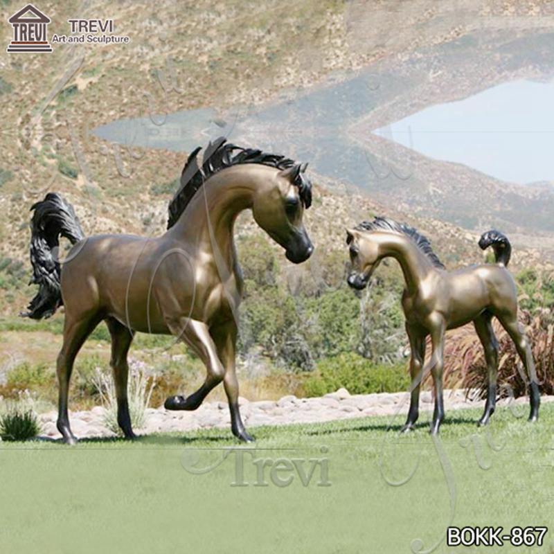 Life-Size Garden Bronze Mare and Filly Statue for Sale BOKK-867