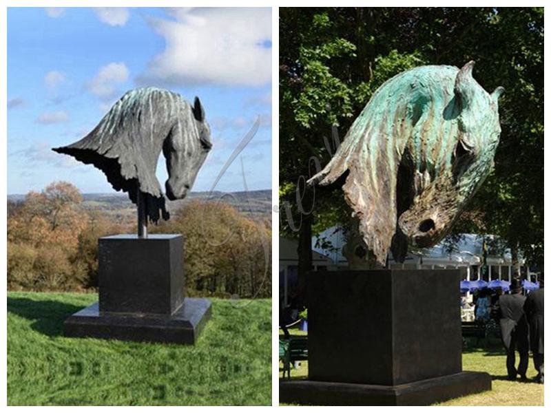 Large Bronze Horse Head Sculpture