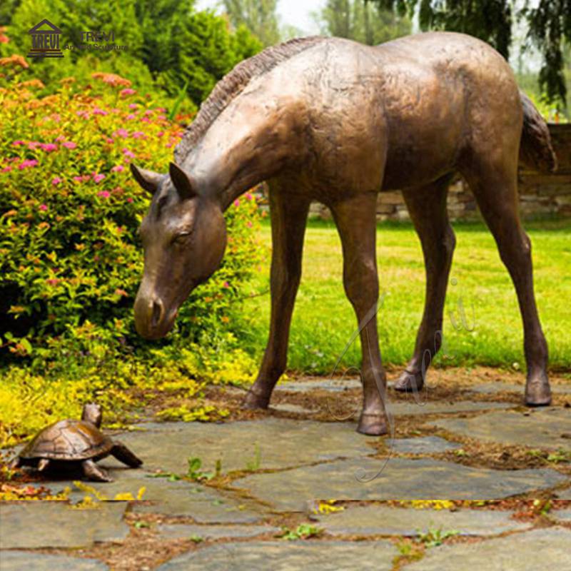 Customized Manor Life Size Bronze Horse and Turtle Statue for Sale 