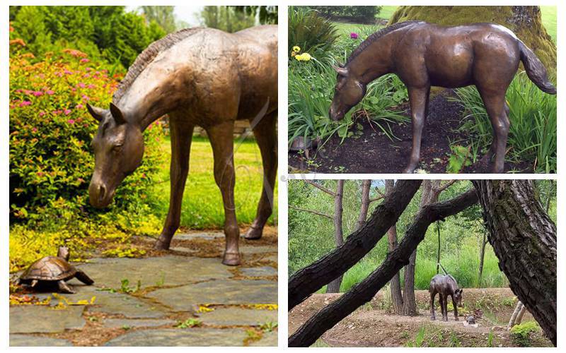 Customized Manor Life Size Bronze Horse and Turtle Statue for Sale 