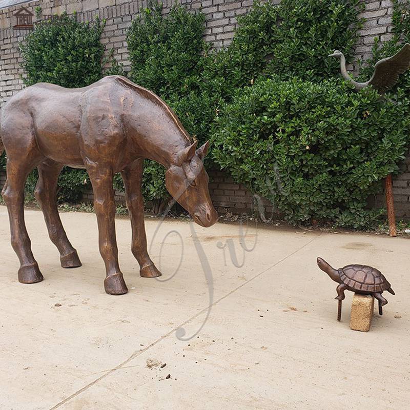 Customized Manor Life Size Bronze Horse and Turtle Statue for Sale 