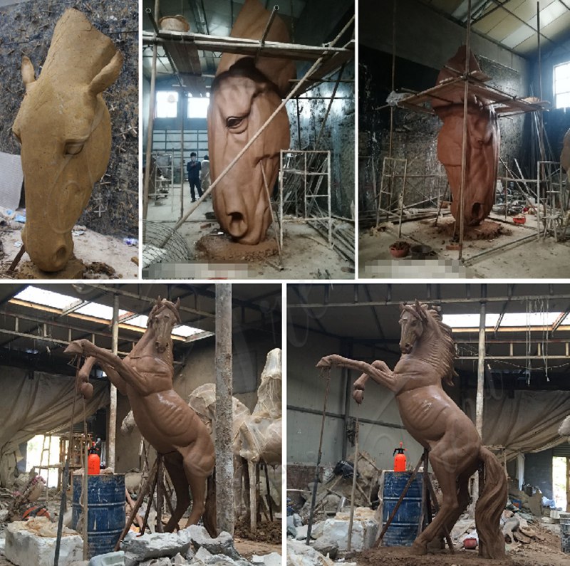 Various Bronze Horse Clay Models